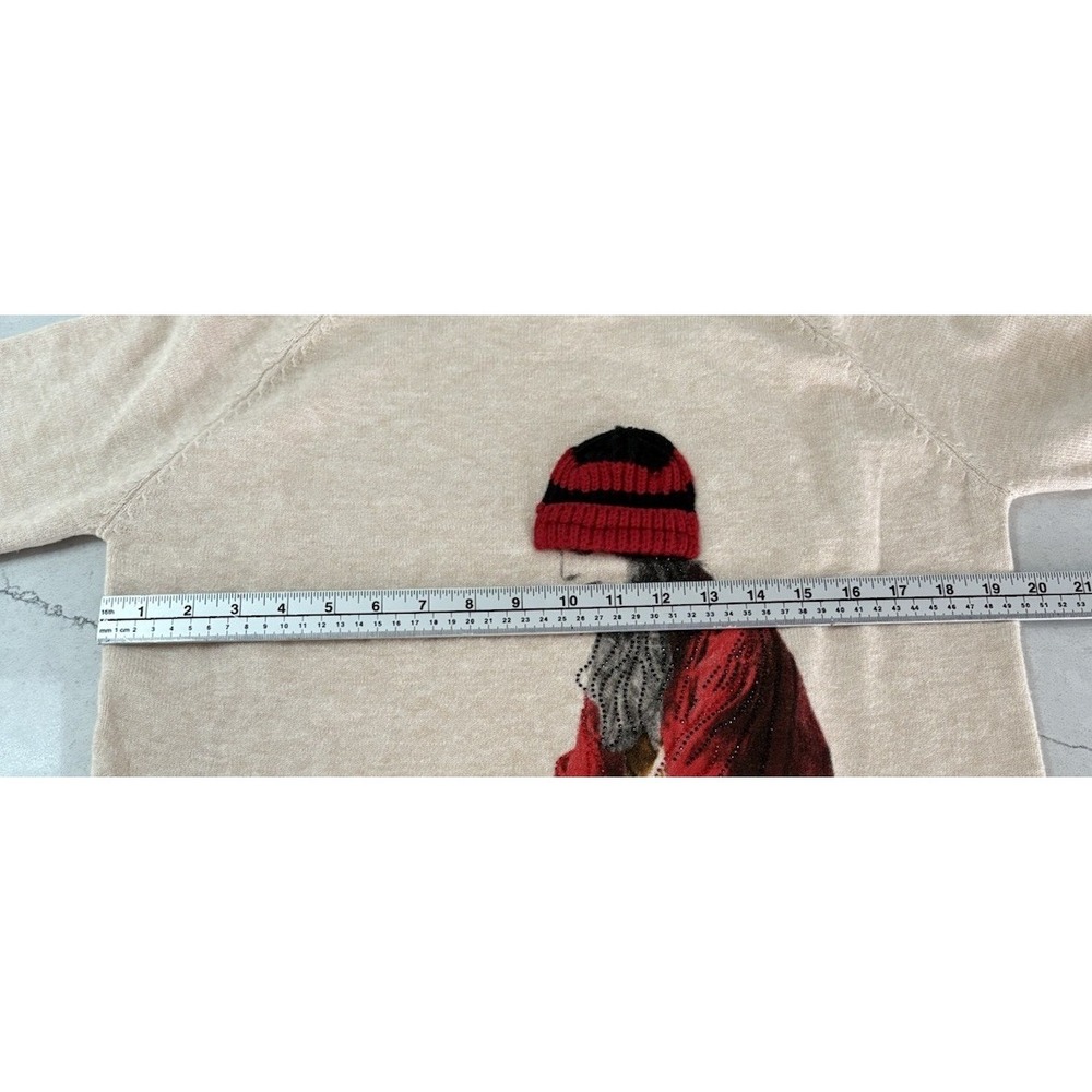 Ness Light Oatmeal Knit 3D knit appliqué Beanie Denim Shirt Collar Large Sweater - Picture 11 of 13